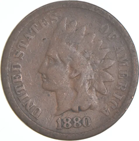 1880 Indian Head Cent AC Average Circ