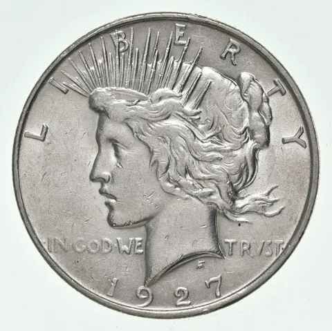 (1) AU 1927-D Peace Silver Dollar 90% - Almost Unc - Denver Mint