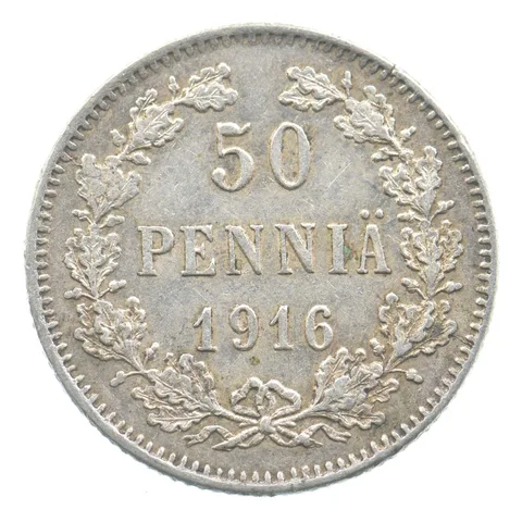 1916 S Finland 50 Pennia Nicholas II KM#2.2 *6985
