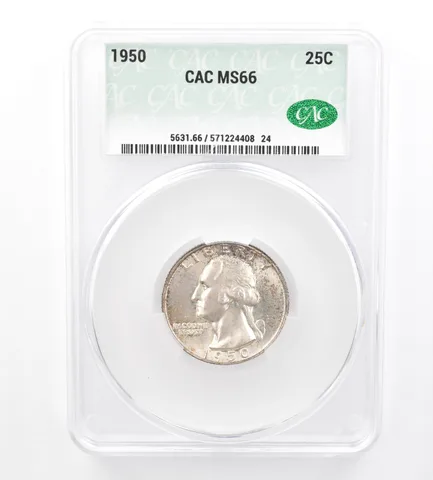 1950 Washington Quarter MS66 CAC CACg Beautiful Tone *1745