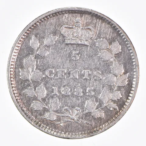 Better Date - 1885 Canada 5 Cents World Coin- Silver *182