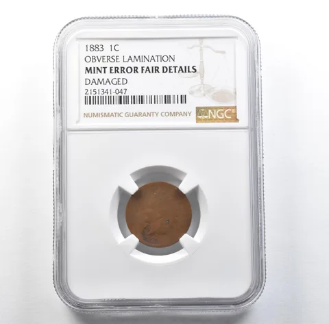 1883 Indian Head Cent Mint Error Fair Details Obv Lamination Damaged NGC *3096