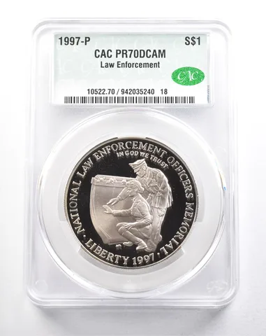 1997-P Law Enforcement Commemorative Silver Dollar PR70 DCAM CAC a5782