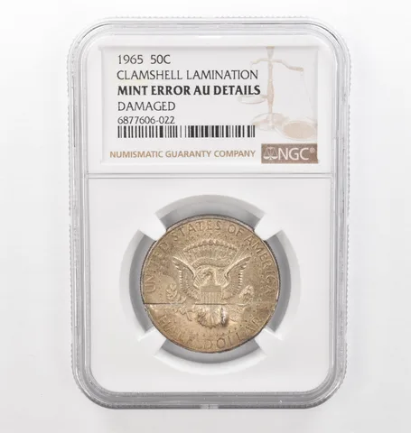 1965 Kennedy Half Dollar Mint Error Clamshell Lamination AU NGC Tone *2208