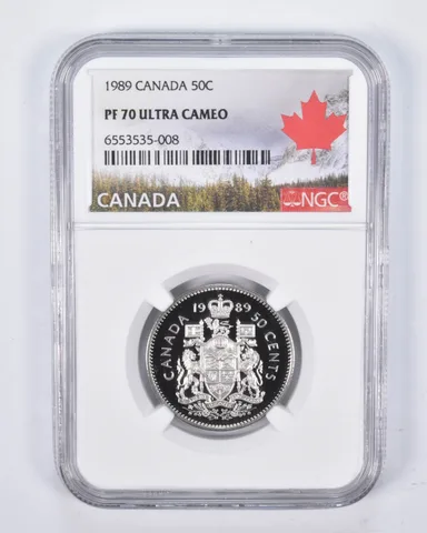 1989 Canada 50 Cents PF70 NGC Canada Lbl