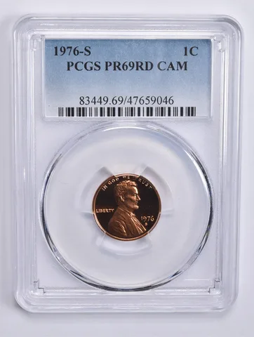 1976-S Lincoln Memorial Cent PR69 RD CAM PCGS Blue Lbl