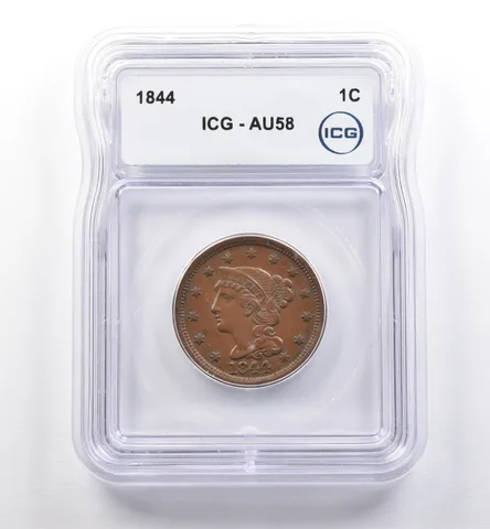 1844 Braided Hair Large Cent AU58 ICG *0277
