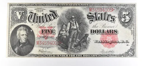 1907 $5 Woodchopper Legal Tender Large Note Red Seal FR#91 *0777