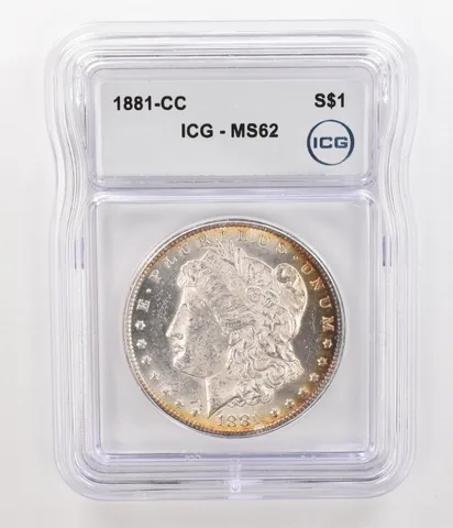 1881-CC Morgan Silver Dollar MS62 ICG Peripheral Tone *4765
