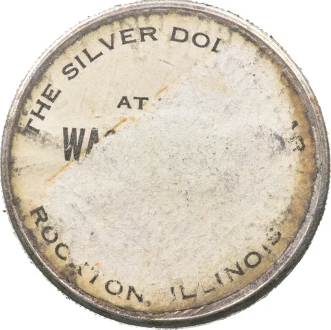 1922 Peace Silver Dollar "Wagon Wheel" Stickered Back Rockton IL *9618