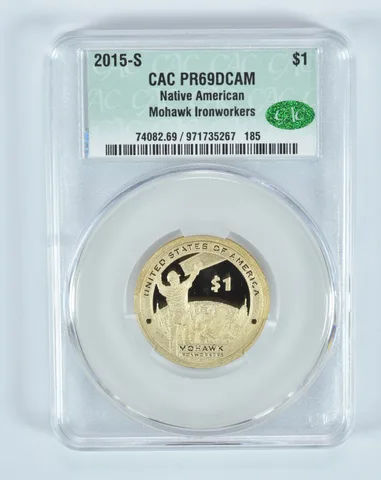 2015-S Sacagawea $1 Native American Mohawk Ironworkers PR69 DCAM CAC CACg