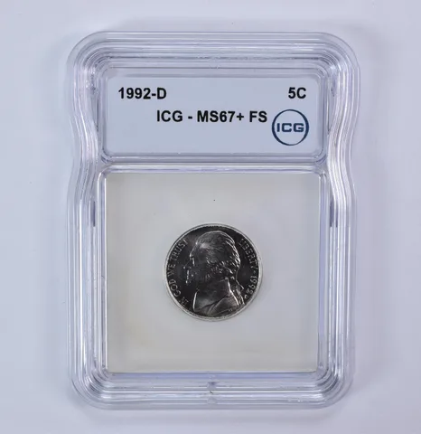 1992-D Jefferson Nickel MS67+ FS ICG