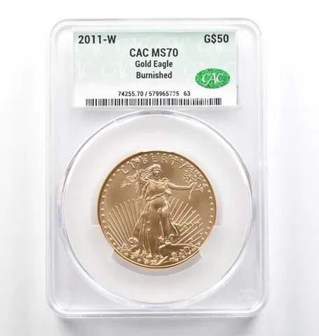 2011-W $50 Burnished Gold Eagle 1 Oz Gold MS70 CAC CACg *9826