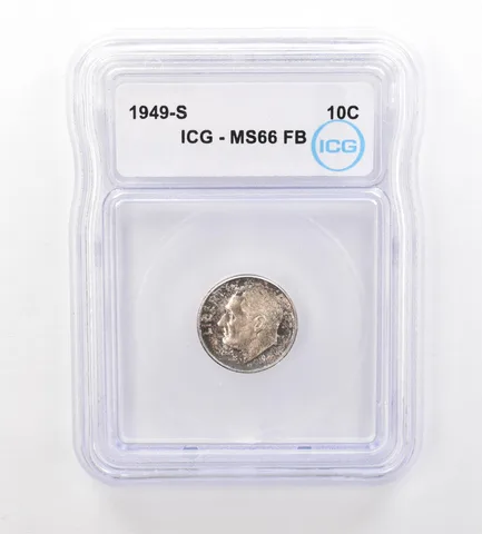 1949-S Roosevelt Dime MS66 FB ICG Beautiful Tone *7532