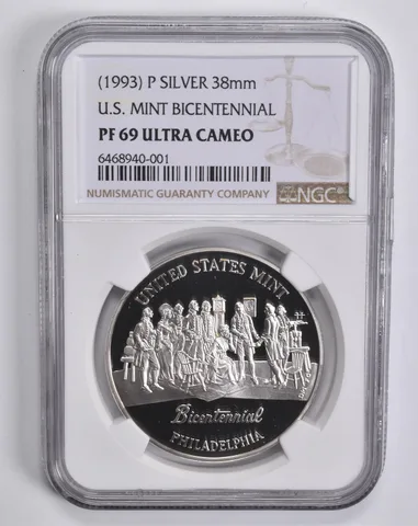 PF69 UCAM (1993)-P U.S. Mint Bicentennial Silver Medal 38mm NGC *5587