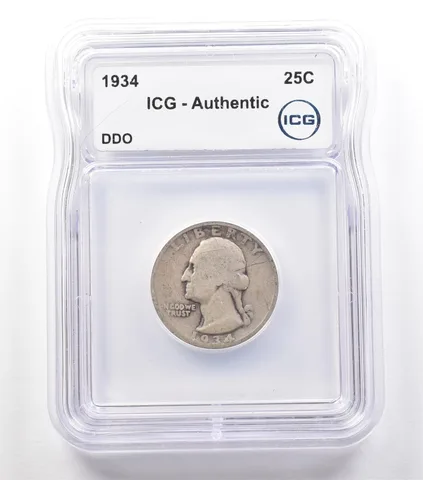 1934 Washington Quarter Mint Error DDO Authentic ICG *2439