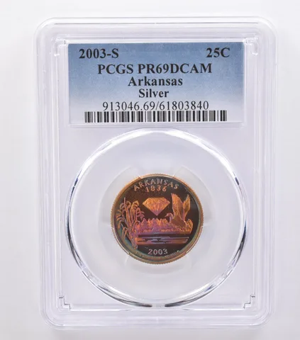 2003-S Washington State Quarter Arkansas Silver PR69 DCAM PCGS Nice Tone *8774