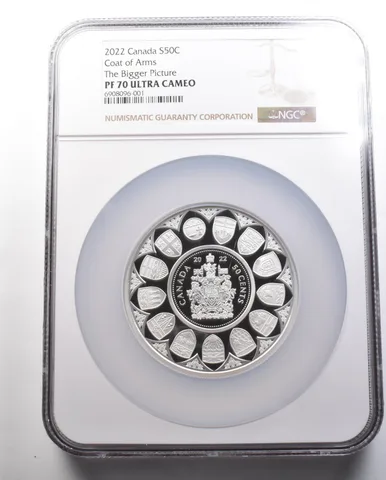 2022 Canada 50 Cents Silver Coat Of Arms Bigger Picture PF70 UCAM NGC a7315