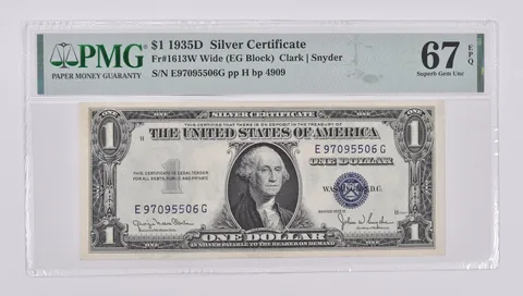 1935-D $1 Silver Certificate 67 EPQ PMG Fr. 1613W Wide Superb Gem Unc