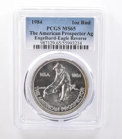 1984 Engelhard American Prospector 1 Oz Silver Eagle MS65 PCGS Nice Tone *9222