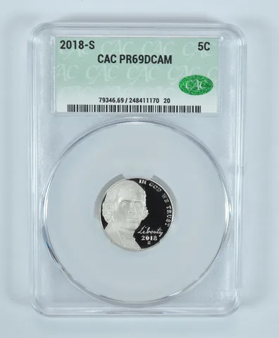 2018-S Jefferson Nickel PR69 DCAM CAC CACg