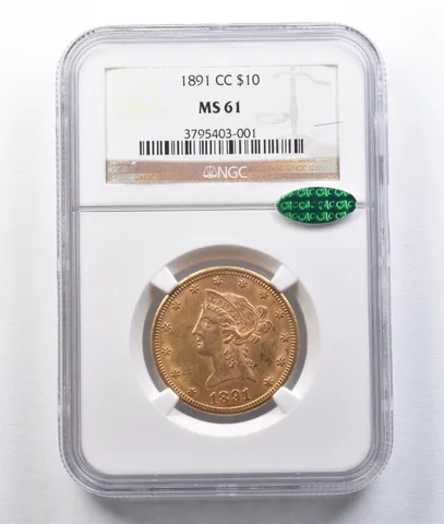 1891-CC $10 Liberty Head Gold Eagle MS61 NGC CAC *2937