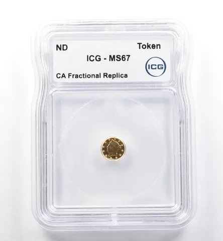 ND California Fractional Gold Token Liberty Head 1/4 Dollar MS67 ICG *7435