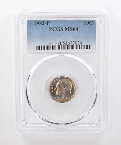 1982-P Roosevelt Dime MS64 PCGS Beautiful Tone a1299