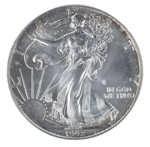 Beautiful Toned - 1992 American Silver Eagle 1 Troy Oz .999 Fine Silver *125