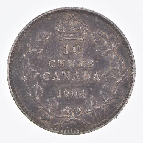 Better Date - 1904 Canada 10 Cents World Coin- Silver *079