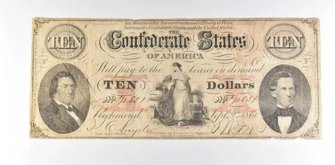 1861 $10 Confederate States Of America T-26 Large Note *8561