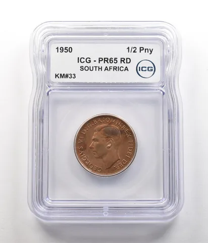 1950 South Africa Half Penny KM#33 PR65 RD ICG a6759