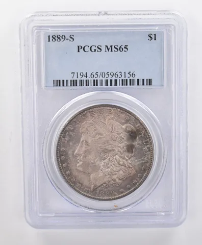MS65 1889-S Morgan Silver Dollar PCGS Beautifully Toned a1480