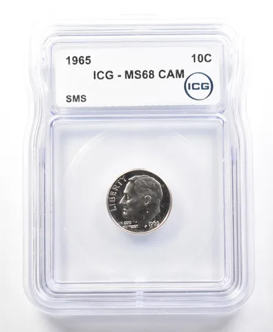 1965 Roosevelt Dime SMS MS68 CAM ICG a2262