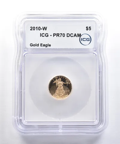 2010-W $5 American Gold Eagle 1/10 Oz Gold PR70 DCAM ICG
