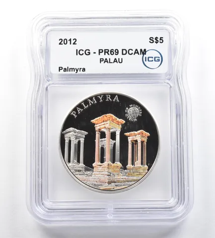 2012 Palau 5 Dollars Silver Palmyra PR69 DCAM ICG *5309