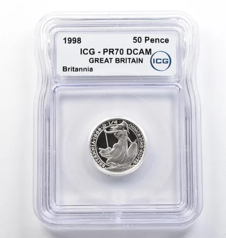 1998 Great Britain 50 Pence Silver Britannia 1/4 Oz PR70 DCAM ICG *9405