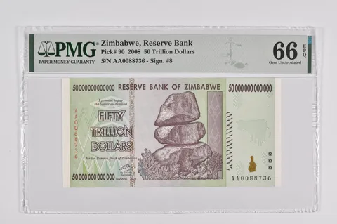 2008 Zimbabwe 50 Trillion Reserve Note Pick #90 PMG 66 EPQ PMG Graded