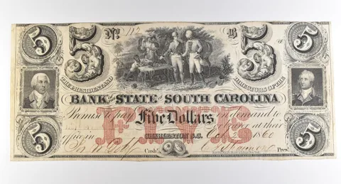1860 $5 Charleston SC Bank Of South Carolina Obsolete Note *3806