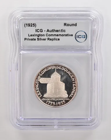 (1925) Lexington Commemorative Private Silver Round Authentic ICG Toned *4319