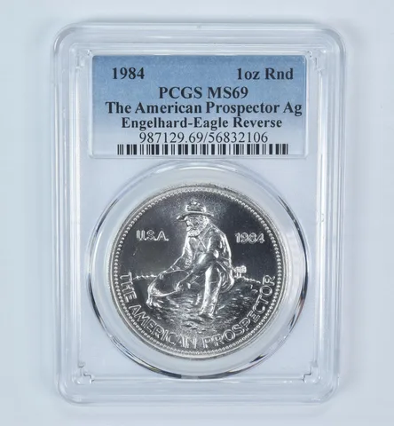 1984 Engelhard Prospector 1 Oz Silver Round Eagle Reverse MS69 PCGS