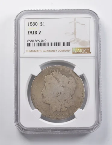 FAIR 2 1880 Morgan Silver Dollar NGC Lowball Low Ball Pocket Piece a6970
