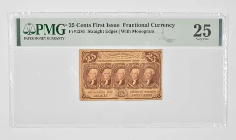 25 Cents 1st Issue US Fractional Postage Currency PMG 25 VF Fr# 1281 *0920
