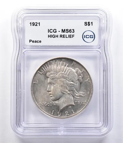 1921 Peace Silver Dollar High Relief MS63 ICG *2327