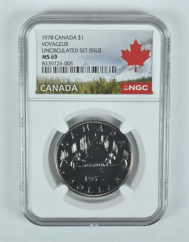 1978 Canada 1 Dollar Voyageur Unc Set Issue MS69 NGC Canada Label