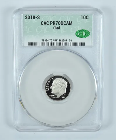 2018-S Roosevelt Dime CLAD PR70 DCAM CAC CACg
