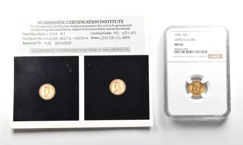 1904 $1 Lewis & Clark Gold Commemorative Dollar MS64 NGC PQ W/ CoA *5007