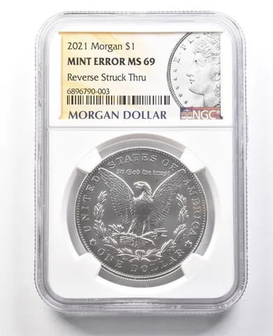 2021 Morgan Silver Dollar Mint Error Reverse Struck Thru MS69 NGC *2980