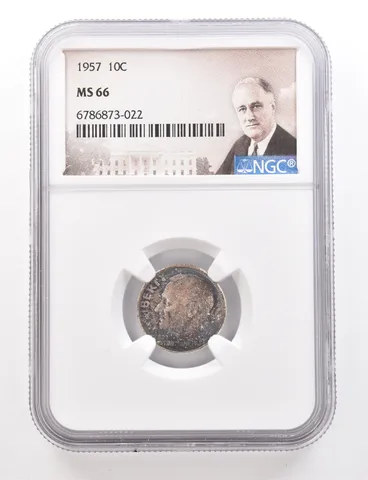 1957 Roosevelt Dime MS66 NGC Beautiful Tone *3369