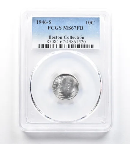 1946-S Roosevelt Dime Boston Collection MS67 FB PCGS *0395